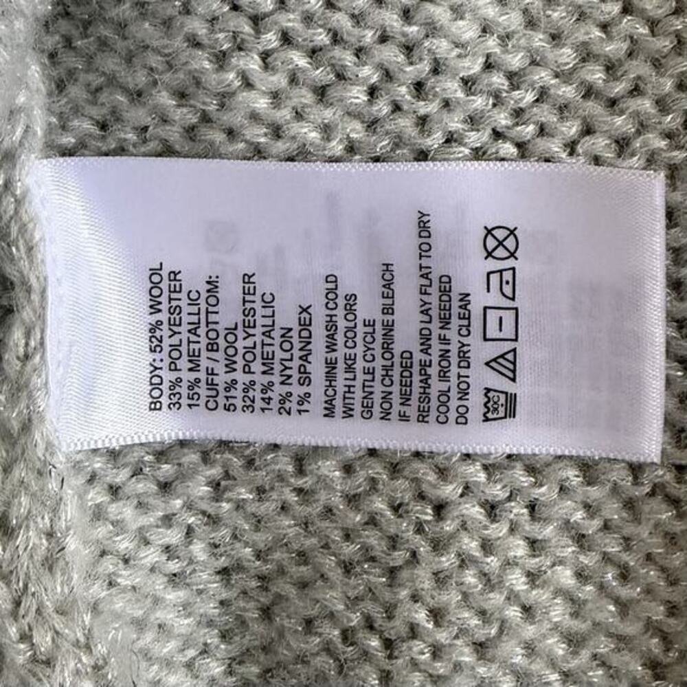 NWT Tommy Bahama Shimmer Balloon Sleeve White Silver Metallic Wool Blend Sweater - Picture 5 of 5